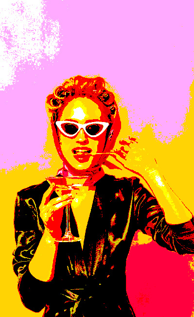 Retro styled image of glamorous lady with a martini